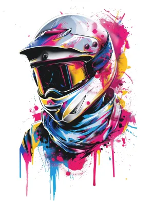 Graffiti Motocross Helmet T-Shirt - Cool Graphic Tee for Men
