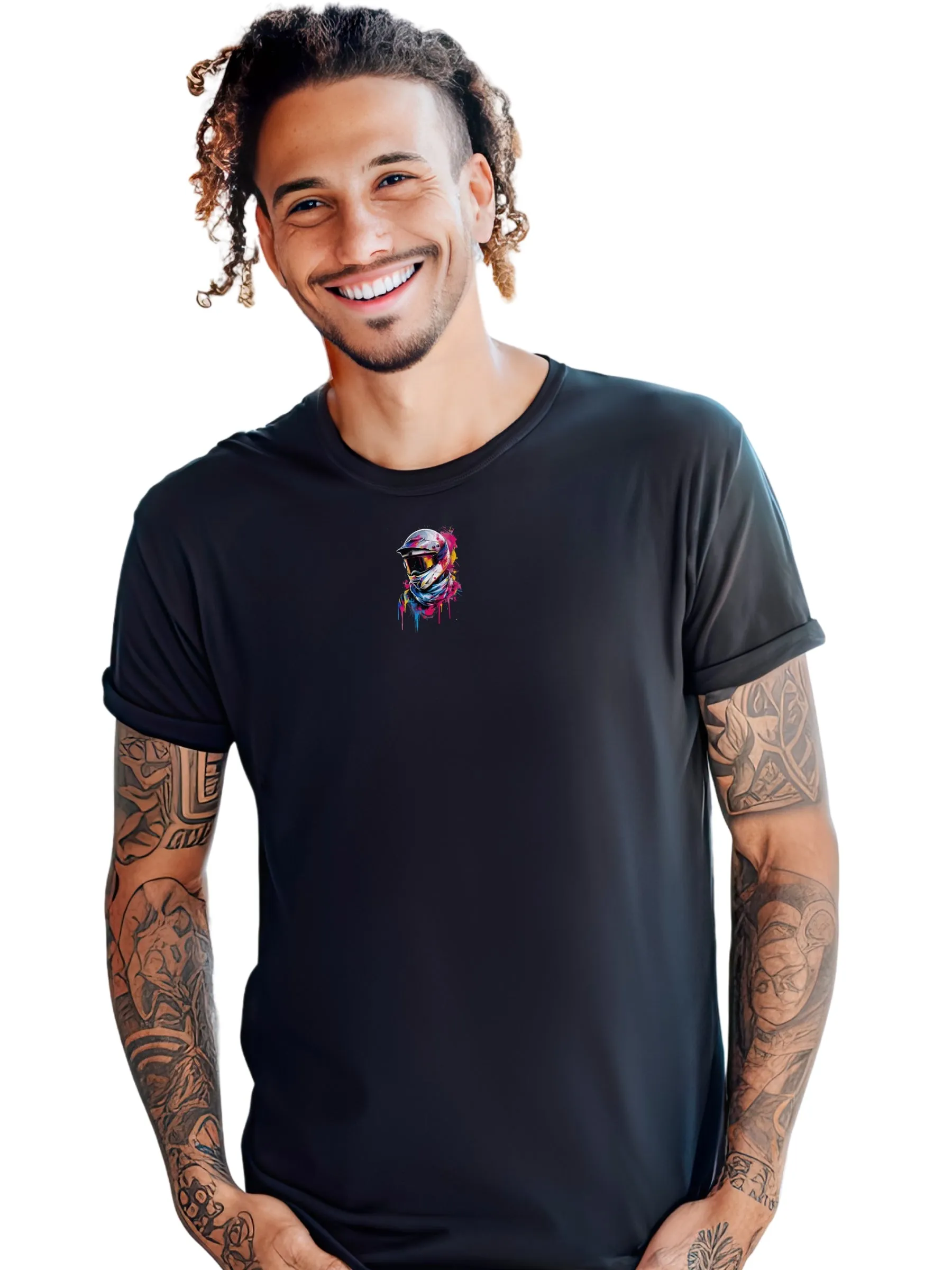 Graffiti Motocross Helmet T-Shirt - Cool Graphic Tee for Men