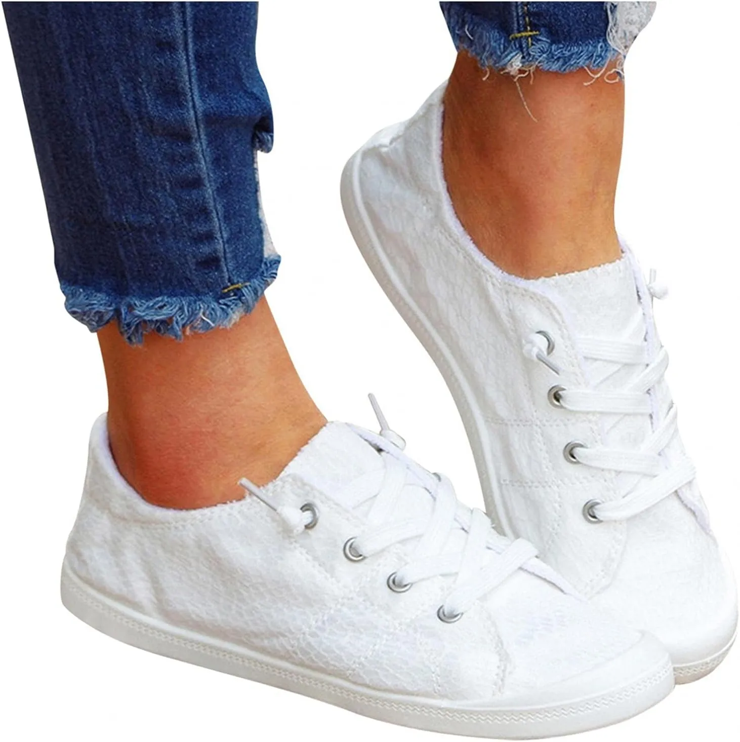 Hbeylia Low Top Canvas Shoes For Women Girls Fashion Sneakers Fashion Casual Lace Up Slip On Flats Walking Shoes Soft Lightweight Outdoor Running Sports Play Sneakers For Students School Work
