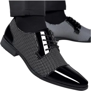 Hbeylia Men's Oxford Classic Dress Shoes Business Formal Slip Lace up 4 Eyelets Shoes British Style Lightweight Leather Tuxedo Pointed Toe Comfort Prince Business Wedding Office Wingtip Dress Shoes