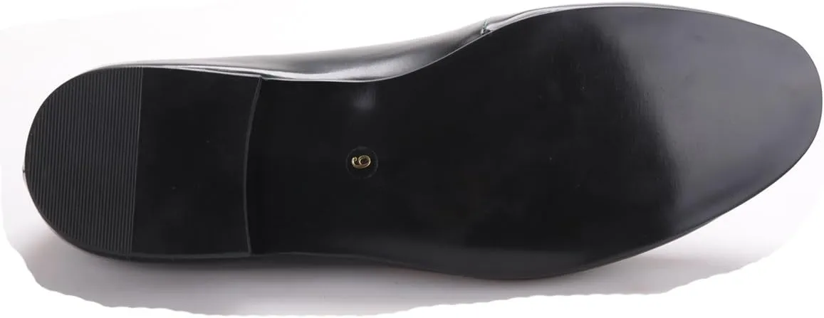 HI&HANN Men's Velvet and Nubuck Leather Stitching with Bowtie Flats Shoes Slip-on Loafer Smoking Slipper