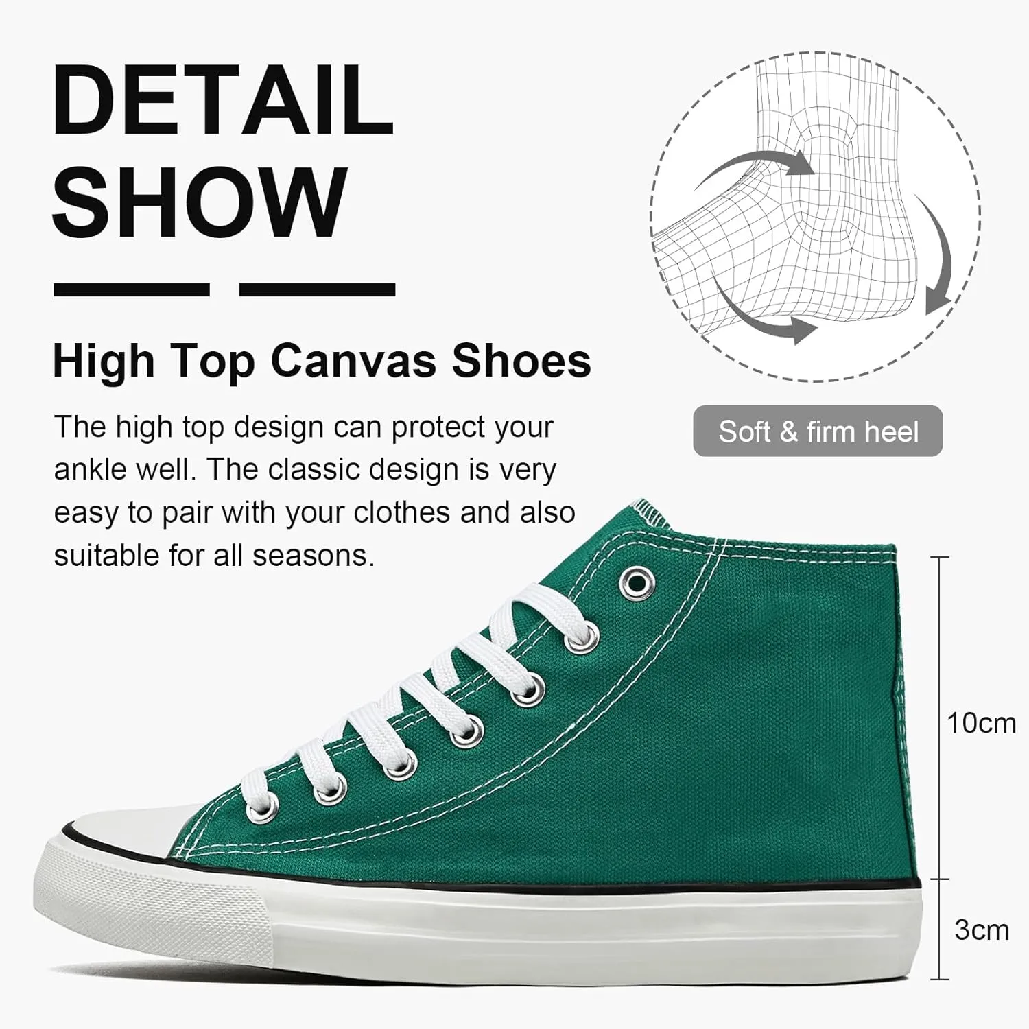 High Top Canvas Sneakers for Women Men Classic Lace Up Canvas Shoes Unisex Casual Tennis Comfortable Fashion Walking Shoes