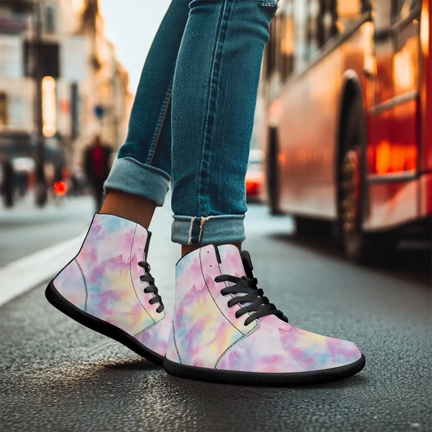 High Top Sneakers Women's Minimalist Barefoot Shoes | Zero Drop Sole | Wide Width Fashion Sneaker Size 36-48