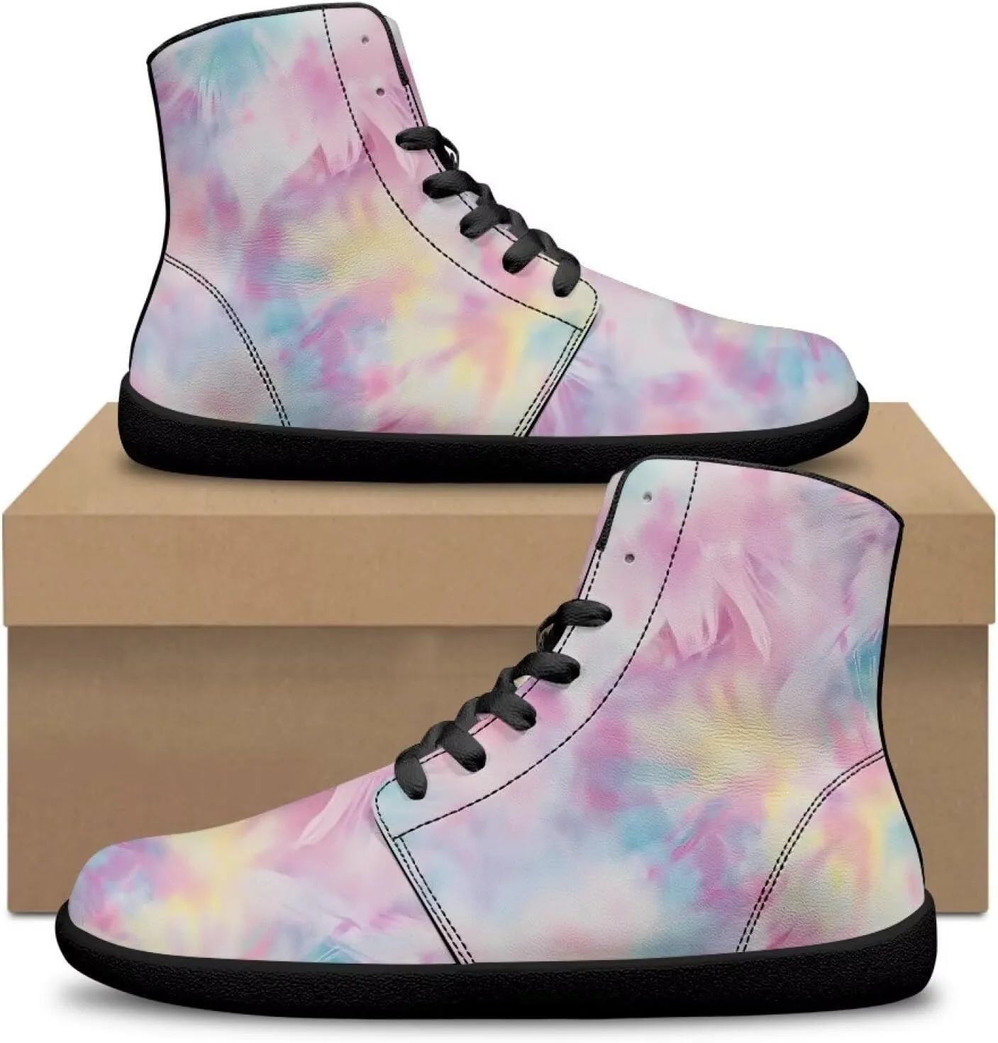 High Top Sneakers Women's Minimalist Barefoot Shoes | Zero Drop Sole | Wide Width Fashion Sneaker Size 36-48