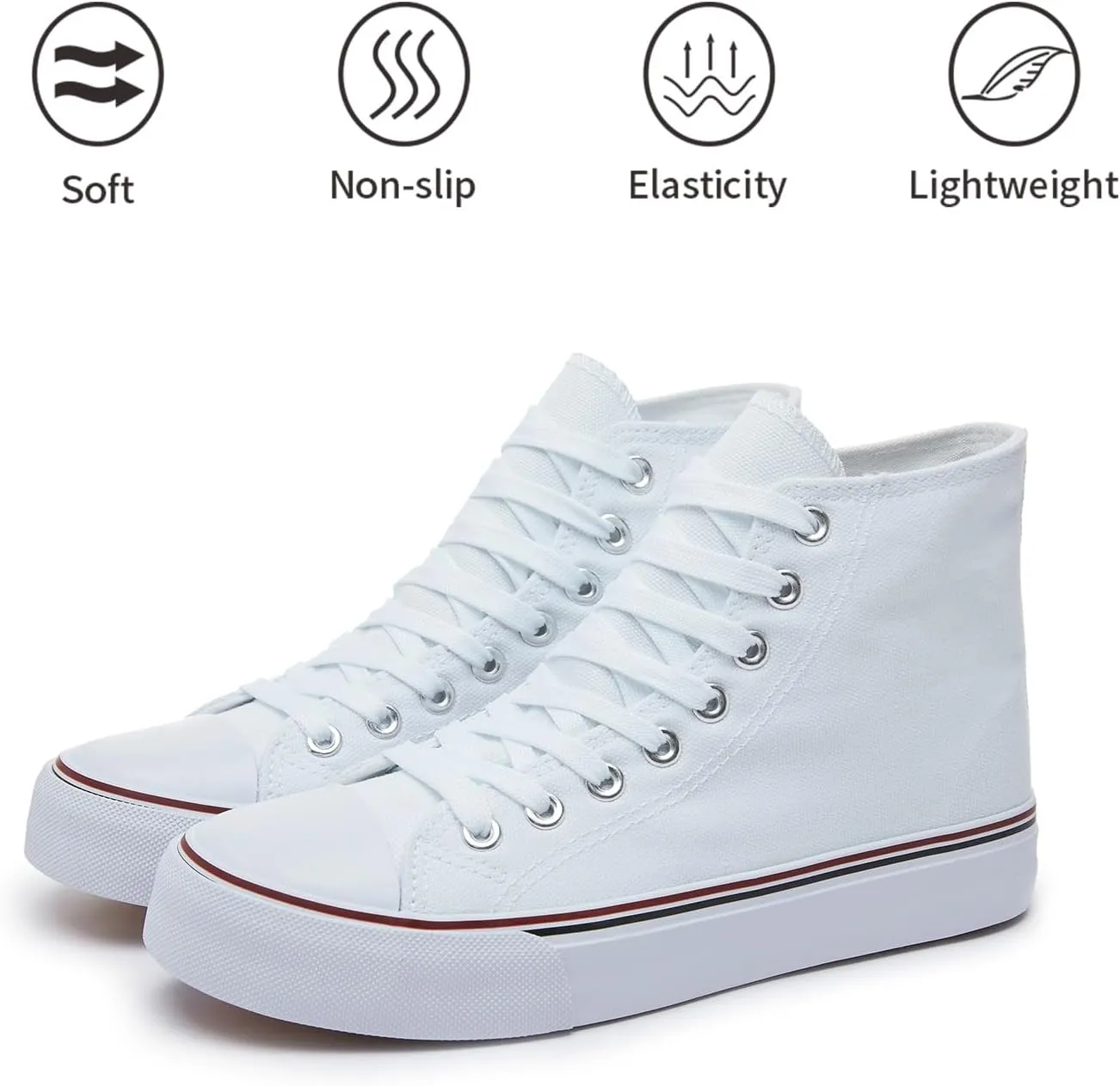 Iarus High Top Sneakers for Women White Canvas Comfortable Shoes for Women Walking Casual Sneakers Tennis Shoes