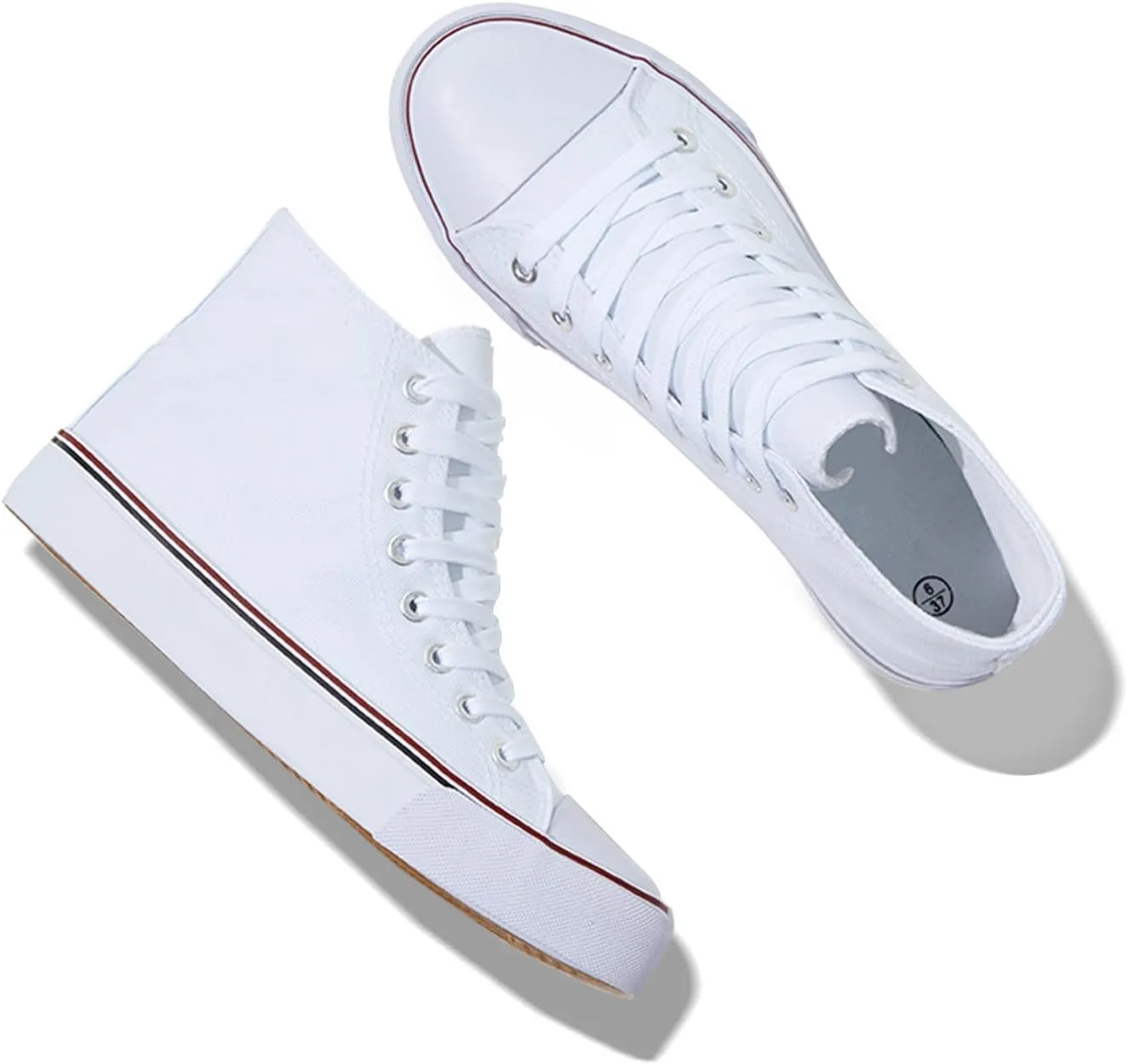 Iarus High Top Sneakers for Women White Canvas Comfortable Shoes for Women Walking Casual Sneakers Tennis Shoes