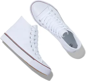 Iarus High Top Sneakers for Women White Canvas Comfortable Shoes for Women Walking Casual Sneakers Tennis Shoes