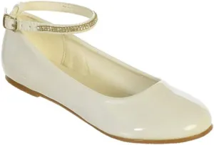 iGirlDress Girls Patent Rhinestone Ankle Strap Flats Dress Shoes Size 9- Size 7 Youth