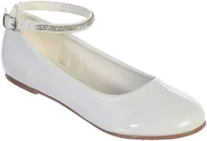 iGirlDress Girls Patent Rhinestone Ankle Strap Flats Dress Shoes Size 9- Size 7 Youth