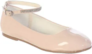 iGirlDress Girls Patent Rhinestone Ankle Strap Flats Dress Shoes Size 9- Size 7 Youth