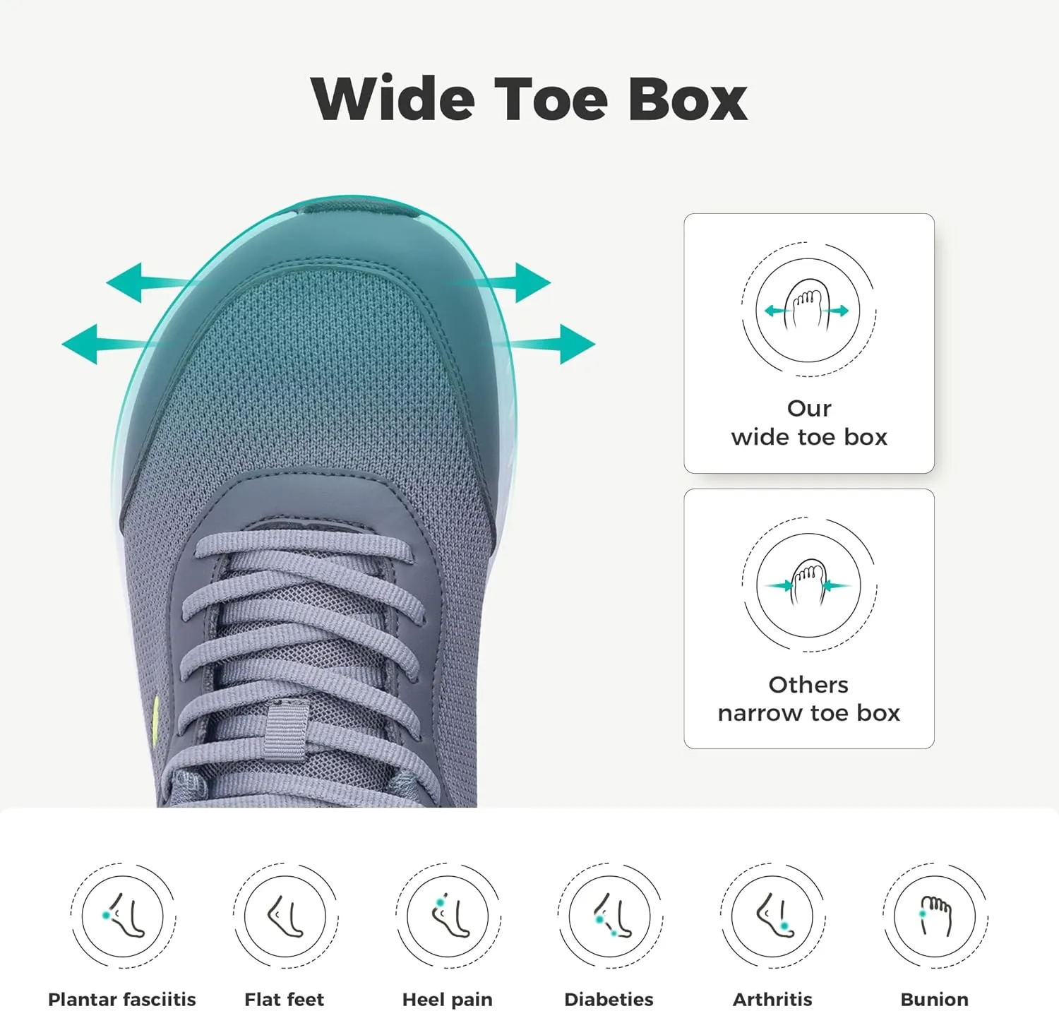 IIV Wide Toe Box Shoes for Men | Arch Support Walking Tennis Sneakers | Orthotic Shoes for Bunions, Plantar Fasciitis, Standing All Day