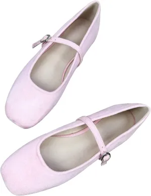 INEELUYI Women's Mary Janes Flats Square Toe Adjustable Buckle Vintage Style Dress Flats Shoes Ballerina Flat Shoes
