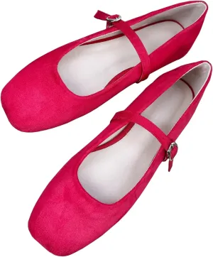 INEELUYI Women's Mary Janes Flats Square Toe Adjustable Buckle Vintage Style Dress Flats Shoes Ballerina Flat Shoes