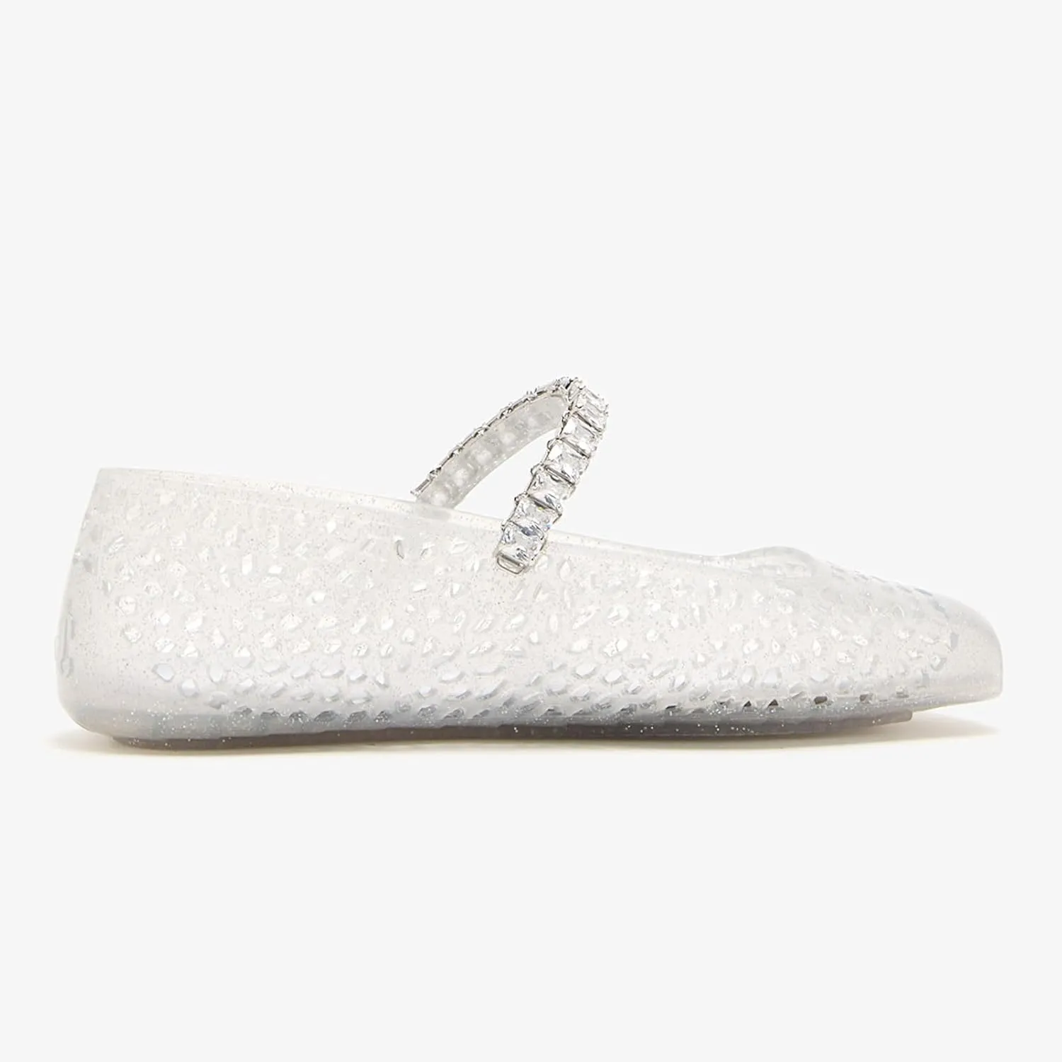 Jelly Mesh Flats for Women Slip On Round Toe Buckle Strap Jellies Flats Hollow Clear Beach Jellies Sandals