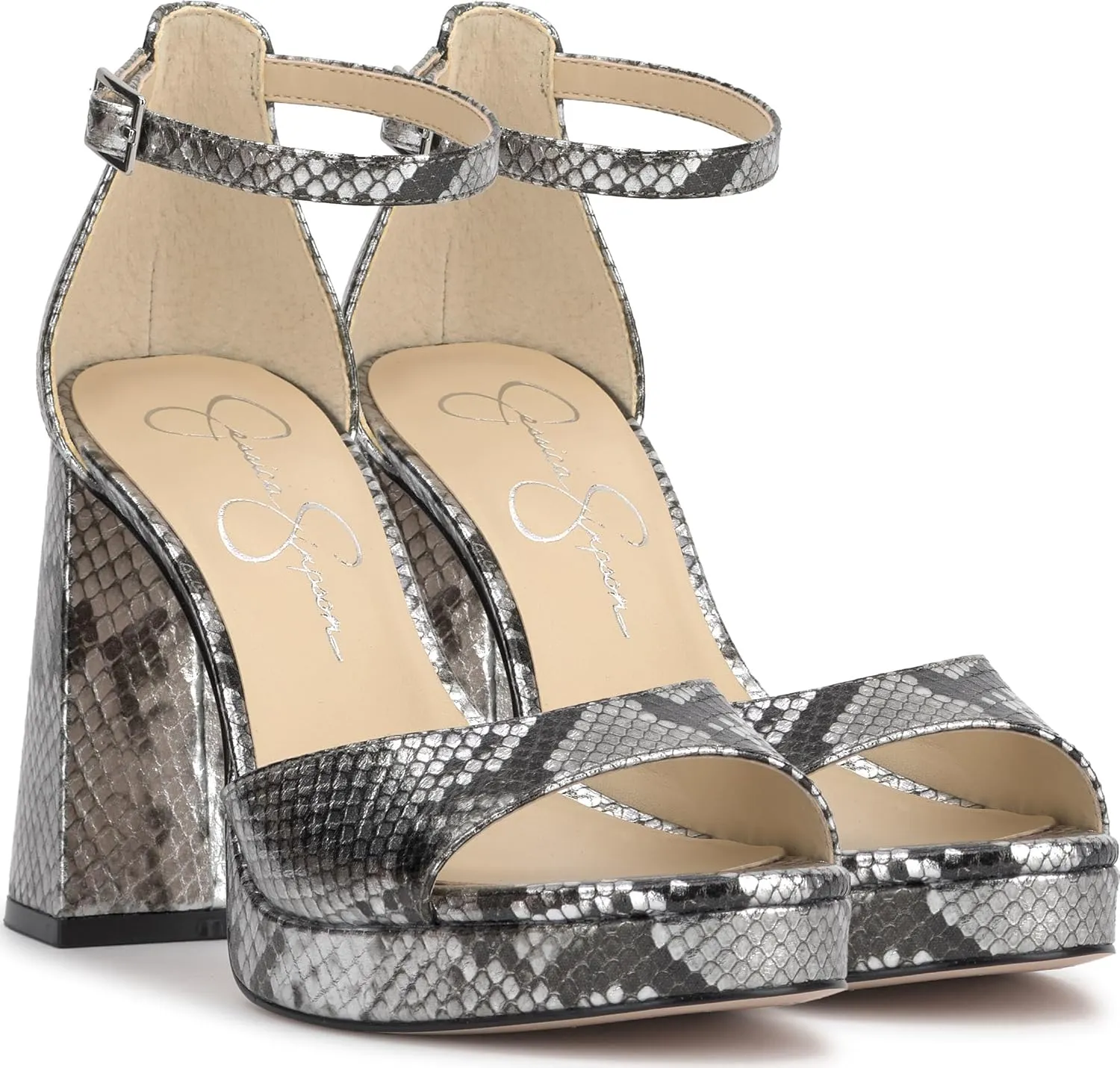 Jessica Simpson Womens Kaliah Shimmer Faux Suede Ankle Strap