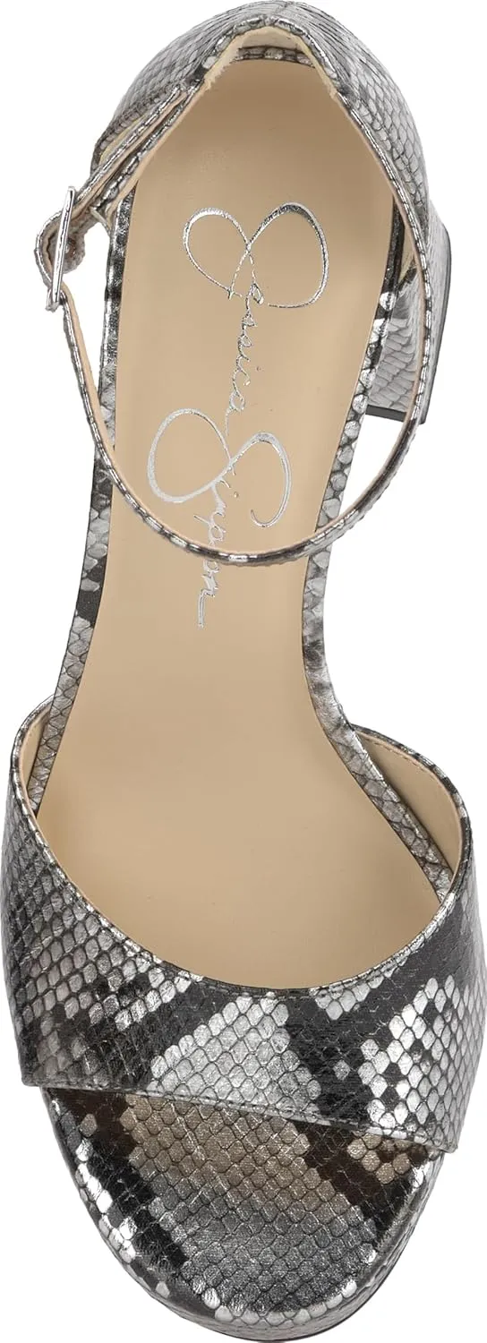 Jessica Simpson Womens Kaliah Shimmer Faux Suede Ankle Strap
