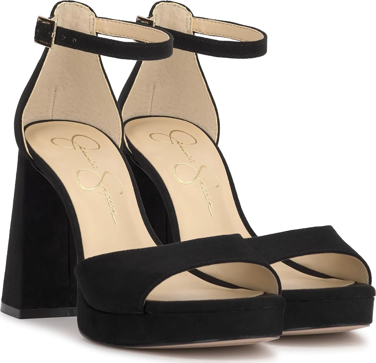 Jessica Simpson Womens Kaliah Shimmer Faux Suede Ankle Strap