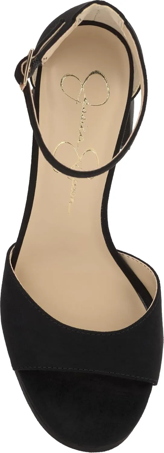 Jessica Simpson Womens Kaliah Shimmer Faux Suede Ankle Strap