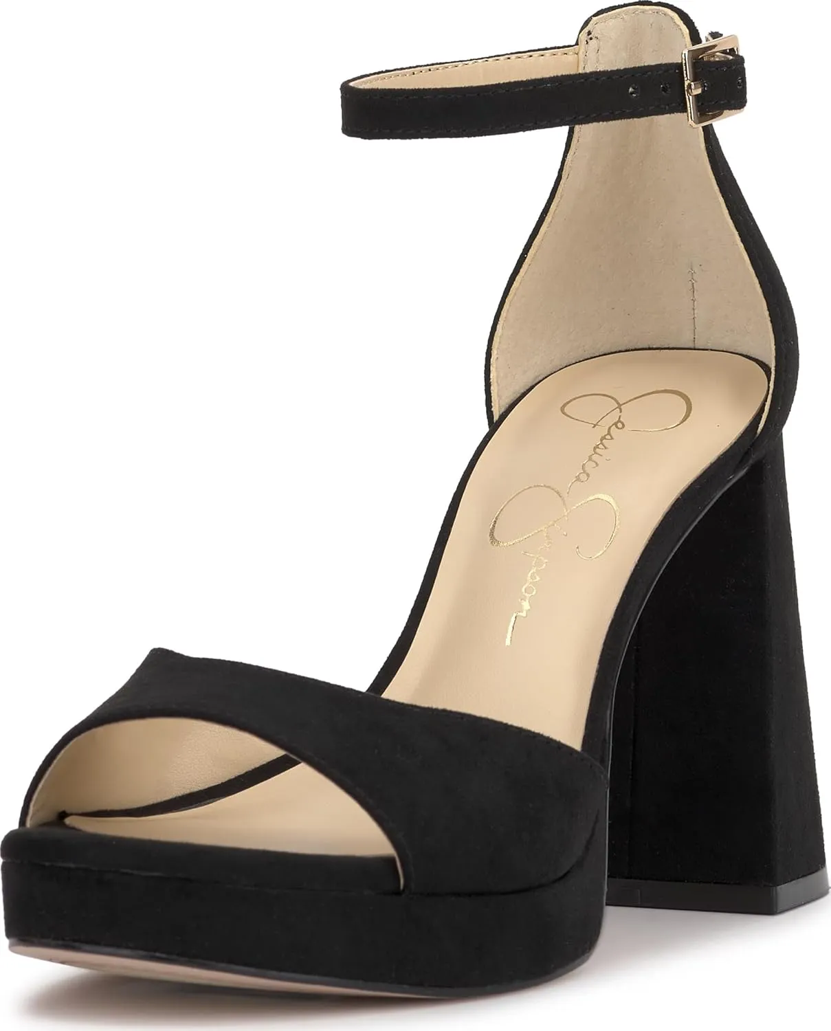 Jessica Simpson Womens Kaliah Shimmer Faux Suede Ankle Strap
