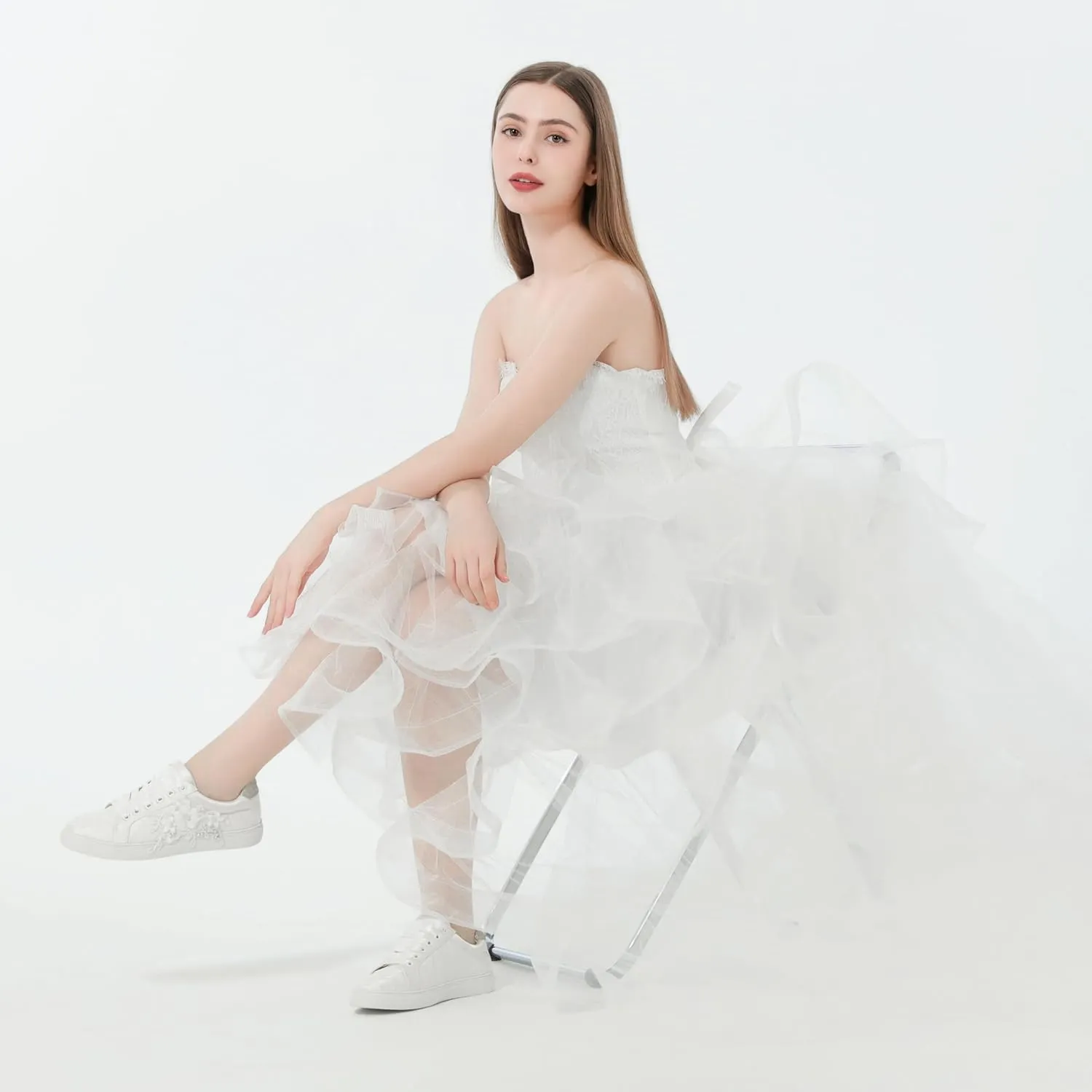 JIAJIA 8837A Wedding Shoes Bridal Sneakers Flats Bride Tennis Shoes Flowers Lace Sneakers
