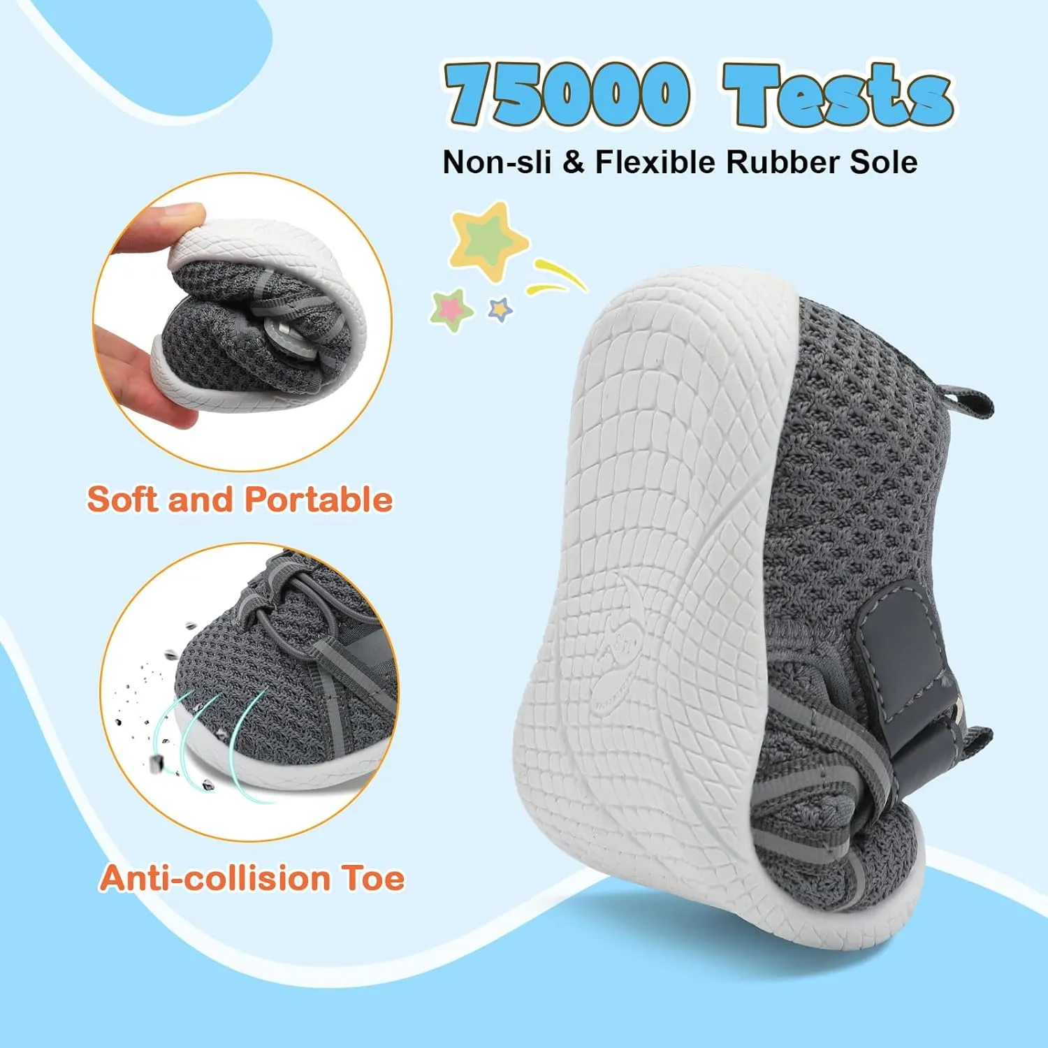 JOINFREE Toddler Sandals Boys Girls Breathable Closed Toe Water Beach Sandals Kids Wide Barefoot Summer Water Shoes Baby Walking Sneakers