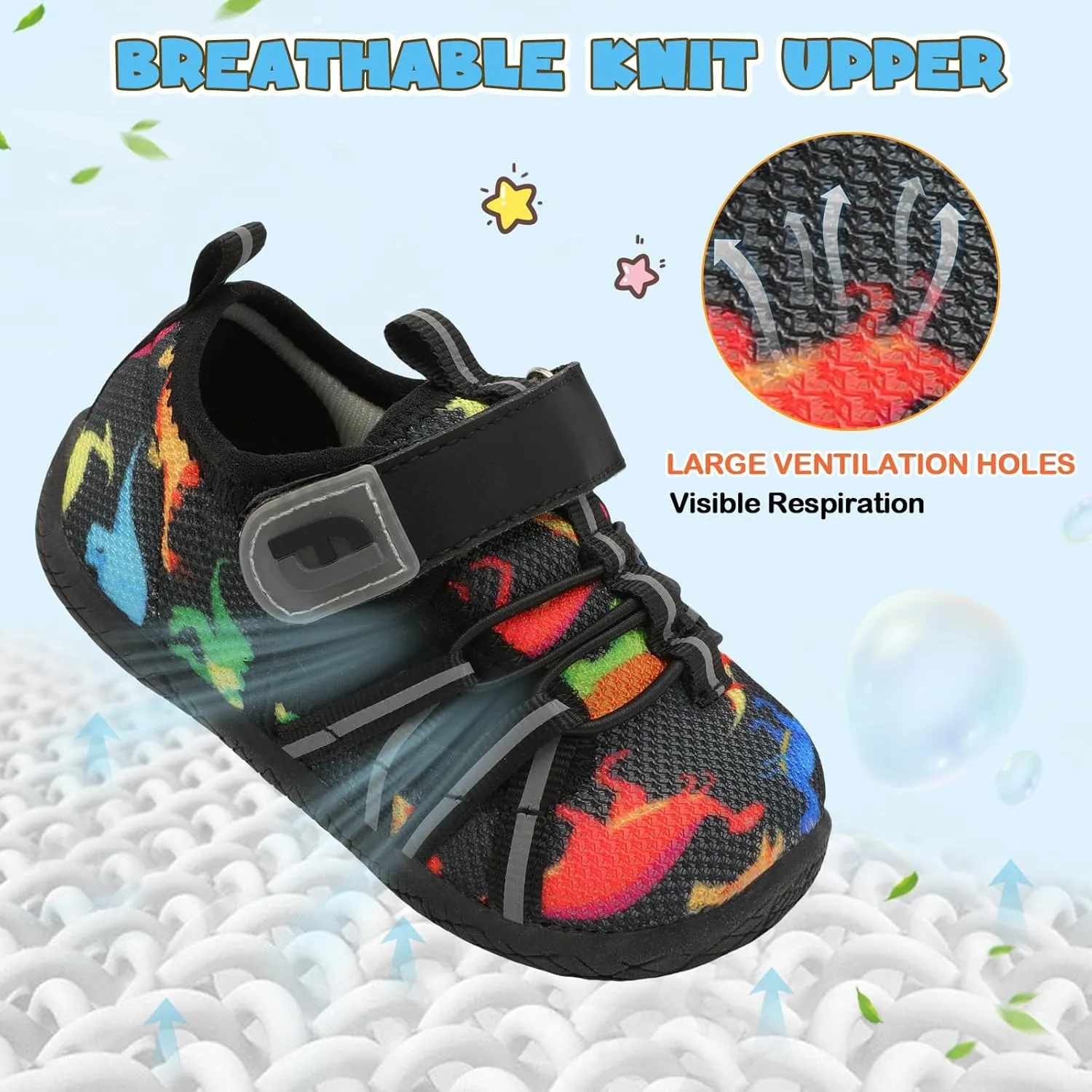 JOINFREE Toddler Sandals Boys Girls Breathable Closed Toe Water Beach Sandals Kids Wide Barefoot Summer Water Shoes Baby Walking Sneakers