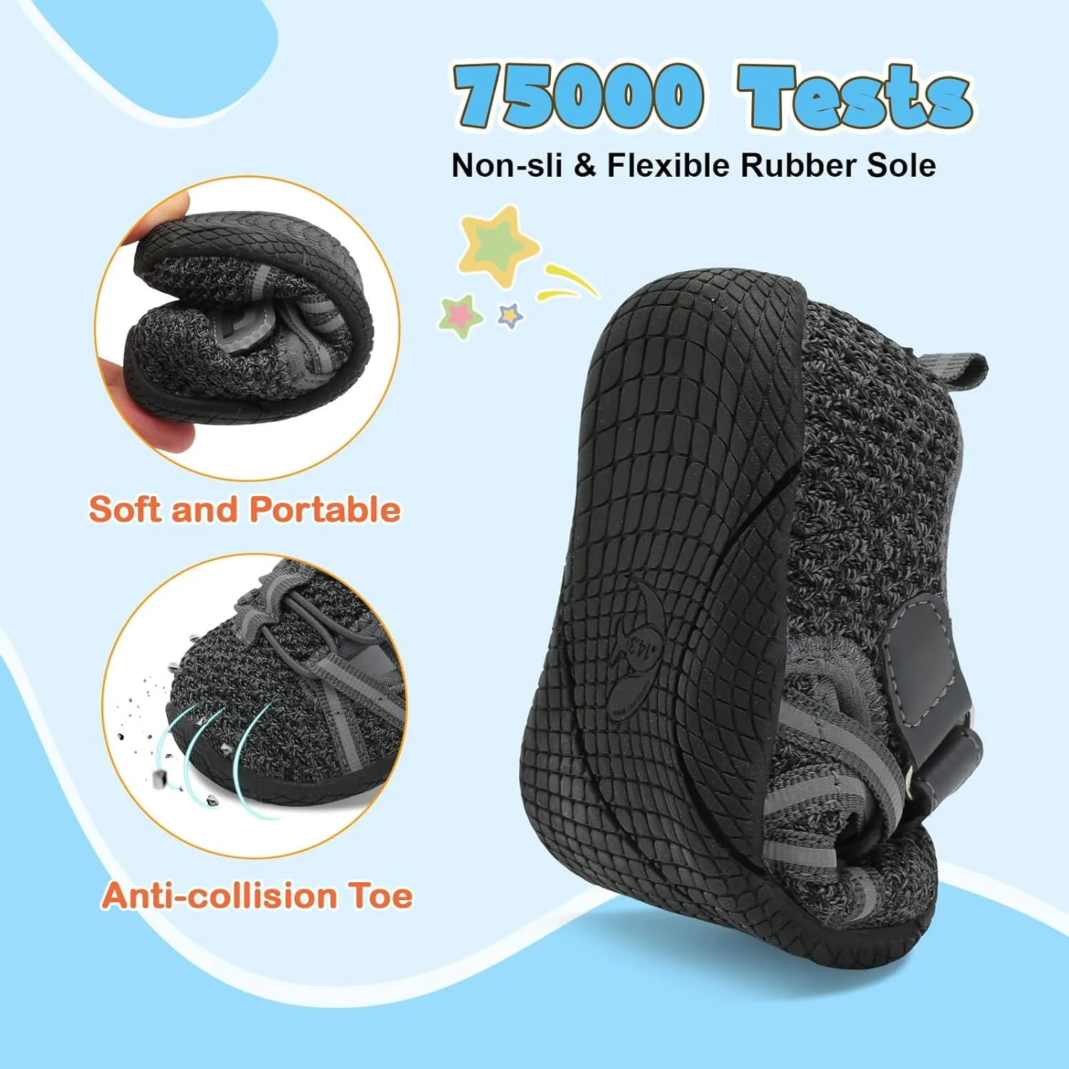 JOINFREE Toddler Sandals Boys Girls Breathable Closed Toe Water Beach Sandals Kids Wide Barefoot Summer Water Shoes Baby Walking Sneakers