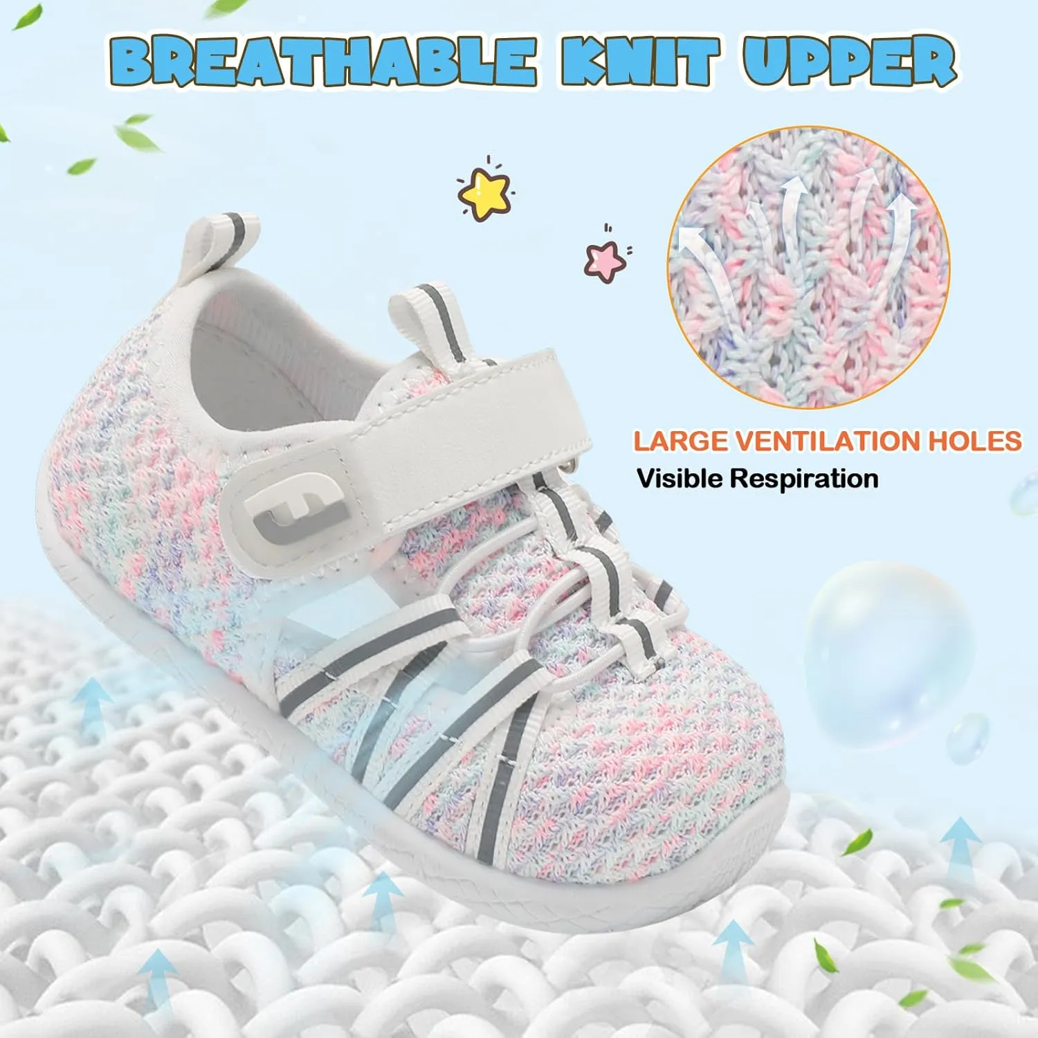 JOINFREE Toddler Sandals Boys Girls Breathable Closed Toe Water Beach Sandals Kids Wide Barefoot Summer Water Shoes Baby Walking Sneakers