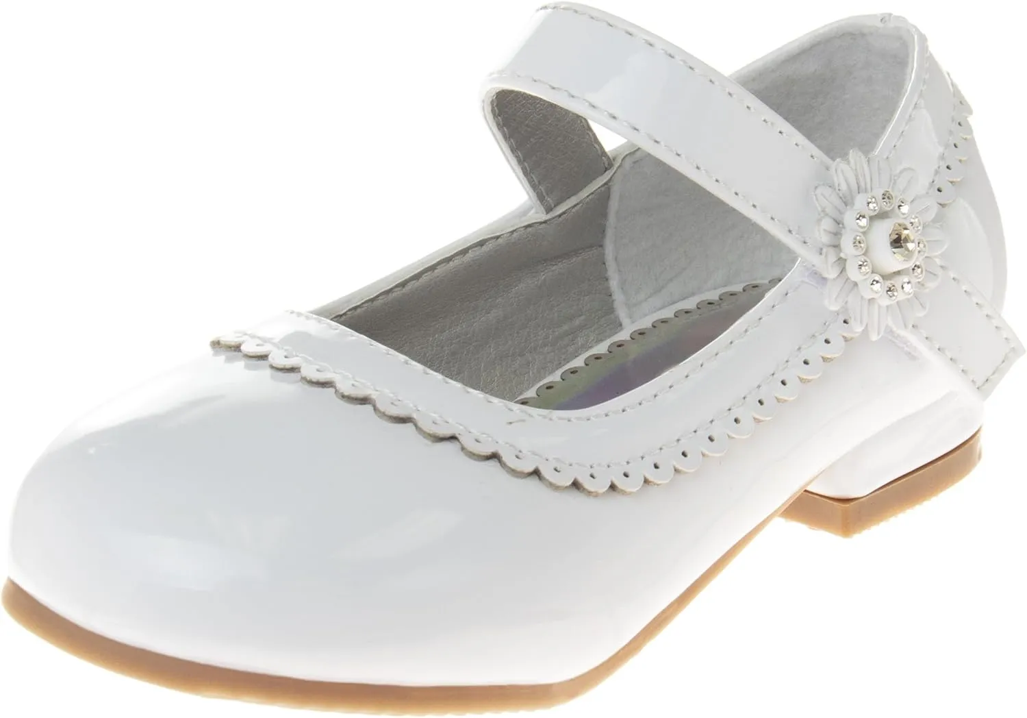 Josmo Girl's Dress Mary Jane Wedding Party Heels Ballerina Flower Shoes, Hook and Loop Buckle (Toddler