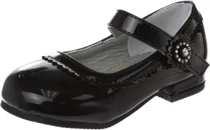 Josmo Girl's Dress Mary Jane Wedding Party Heels Ballerina Flower Shoes, Hook and Loop Buckle (Toddler