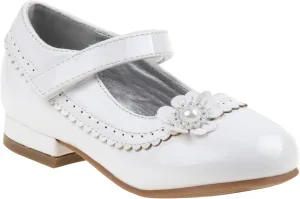 Josmo Girl's Dress Mary Jane Wedding Party Heels Ballerina Flower Shoes, Hook and Loop Buckle (Toddler