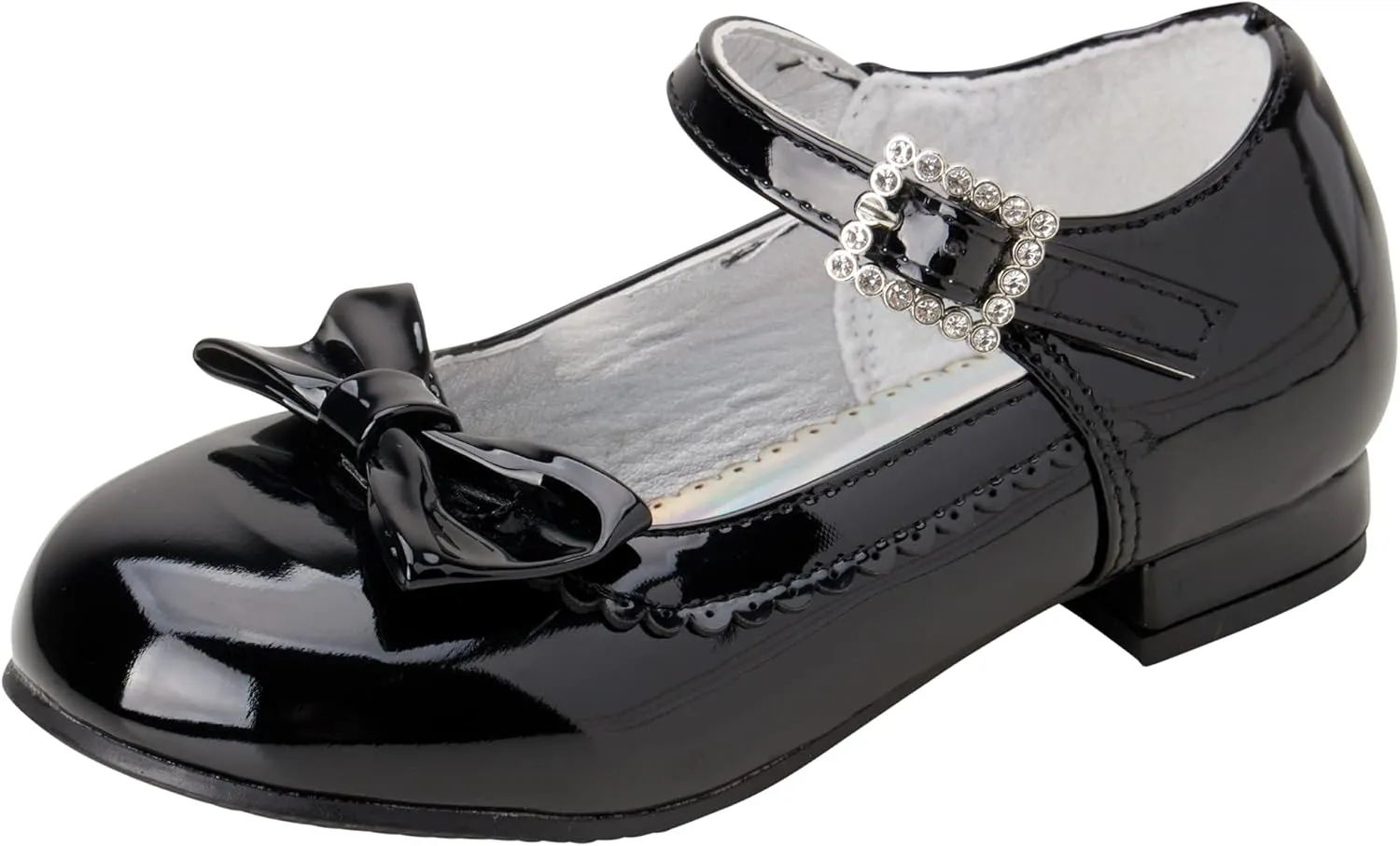 Josmo Girl's Dress Mary Jane Wedding Party Heels Ballerina Flower Shoes, Hook and Loop Buckle (Toddler