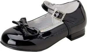 Josmo Girl's Dress Mary Jane Wedding Party Heels Ballerina Flower Shoes, Hook and Loop Buckle (Toddler