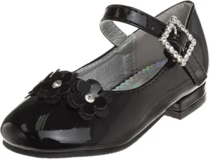 Josmo Girl's Dress Mary Jane Wedding Party Heels Ballerina Flower Shoes, Hook and Loop Buckle (Toddler