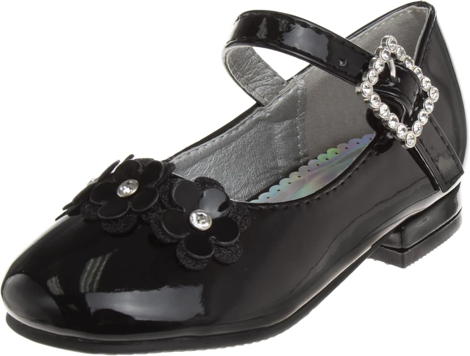 Josmo Girl's Dress Mary Jane Wedding Party Heels Ballerina Flower Shoes, Hook and Loop Buckle (Toddler
