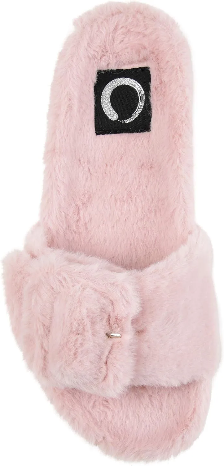 Journee Women's Faux Fur Shadow Slippers