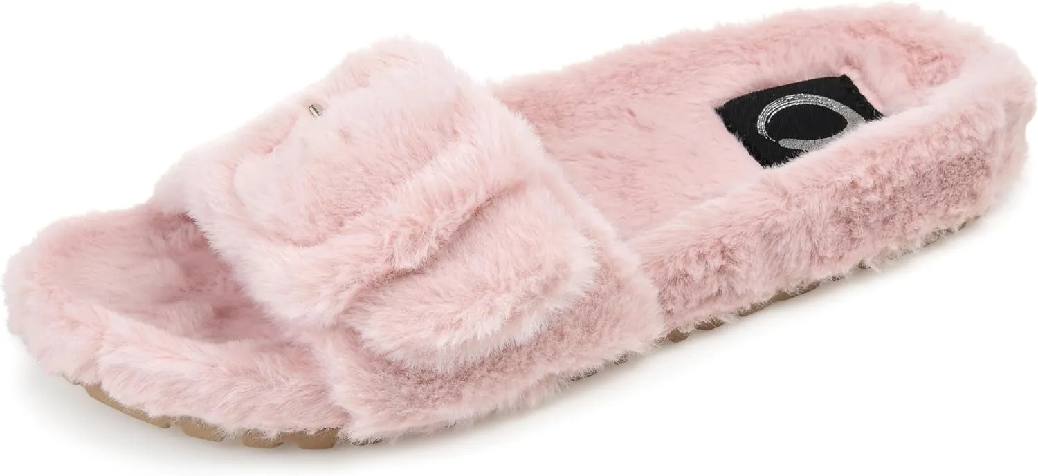 Journee Women's Faux Fur Shadow Slippers