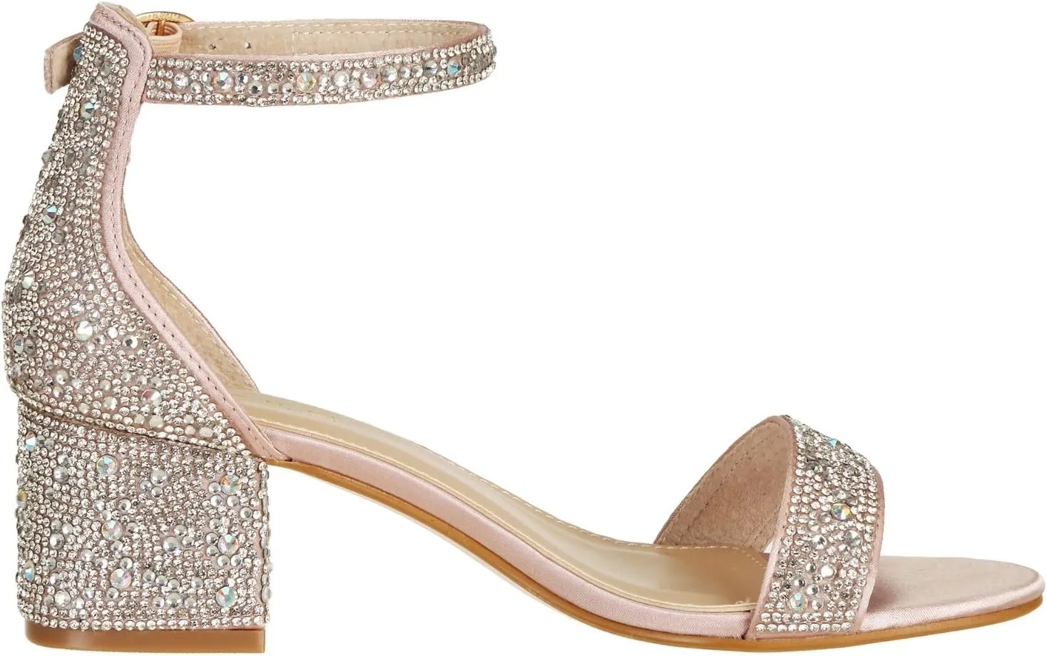 J's.o.l.e Women's Sparkly Open Toe Low Block Heel Rhinestone Dress Sandals Wedding Shoes for Bride
