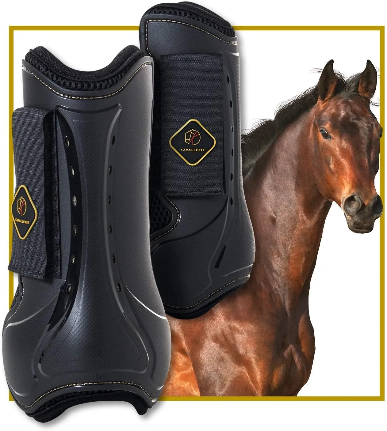 Kavallerie Classic Tendon Boots, Impact-Absorbing Material, Breathable & Evenly Distribute Pressure, Protect Tendon and Ligaments, Anti-Slip, Anti- Sore and Moisture Repellant Show Jumping Boots