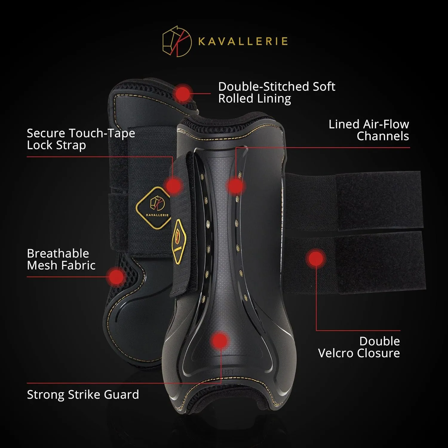Kavallerie Classic Tendon Boots, Impact-Absorbing Material, Breathable & Evenly Distribute Pressure, Protect Tendon and Ligaments, Anti-Slip, Anti- Sore and Moisture Repellant Show Jumping Boots