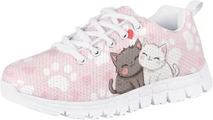 Kids Cute Shoes Little Grils Breathable Soft Running Shoes Axolotl/Cat Sneaker for Teen Girls Indoor Outdoor Sport Wear