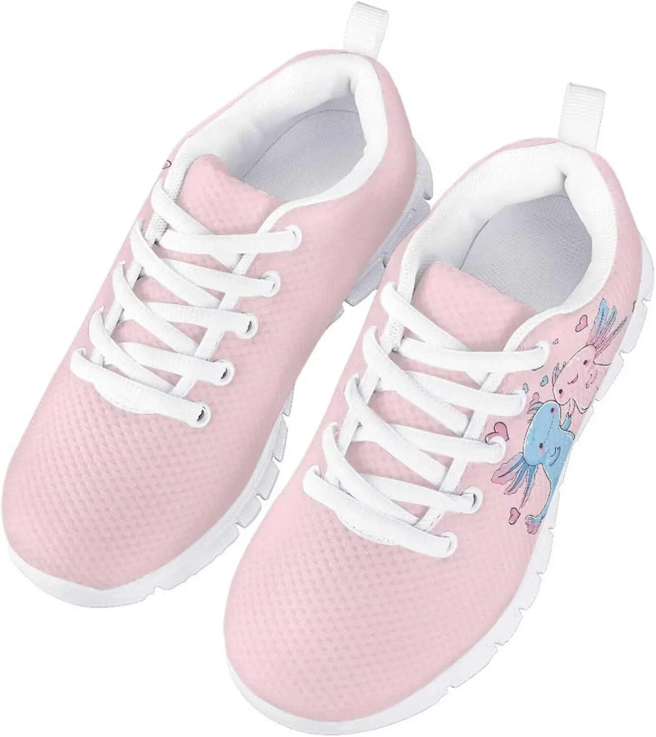 Kids Cute Shoes Little Grils Breathable Soft Running Shoes Axolotl/Cat Sneaker for Teen Girls Indoor Outdoor Sport Wear