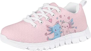 Kids Cute Shoes Little Grils Breathable Soft Running Shoes Axolotl/Cat Sneaker for Teen Girls Indoor Outdoor Sport Wear