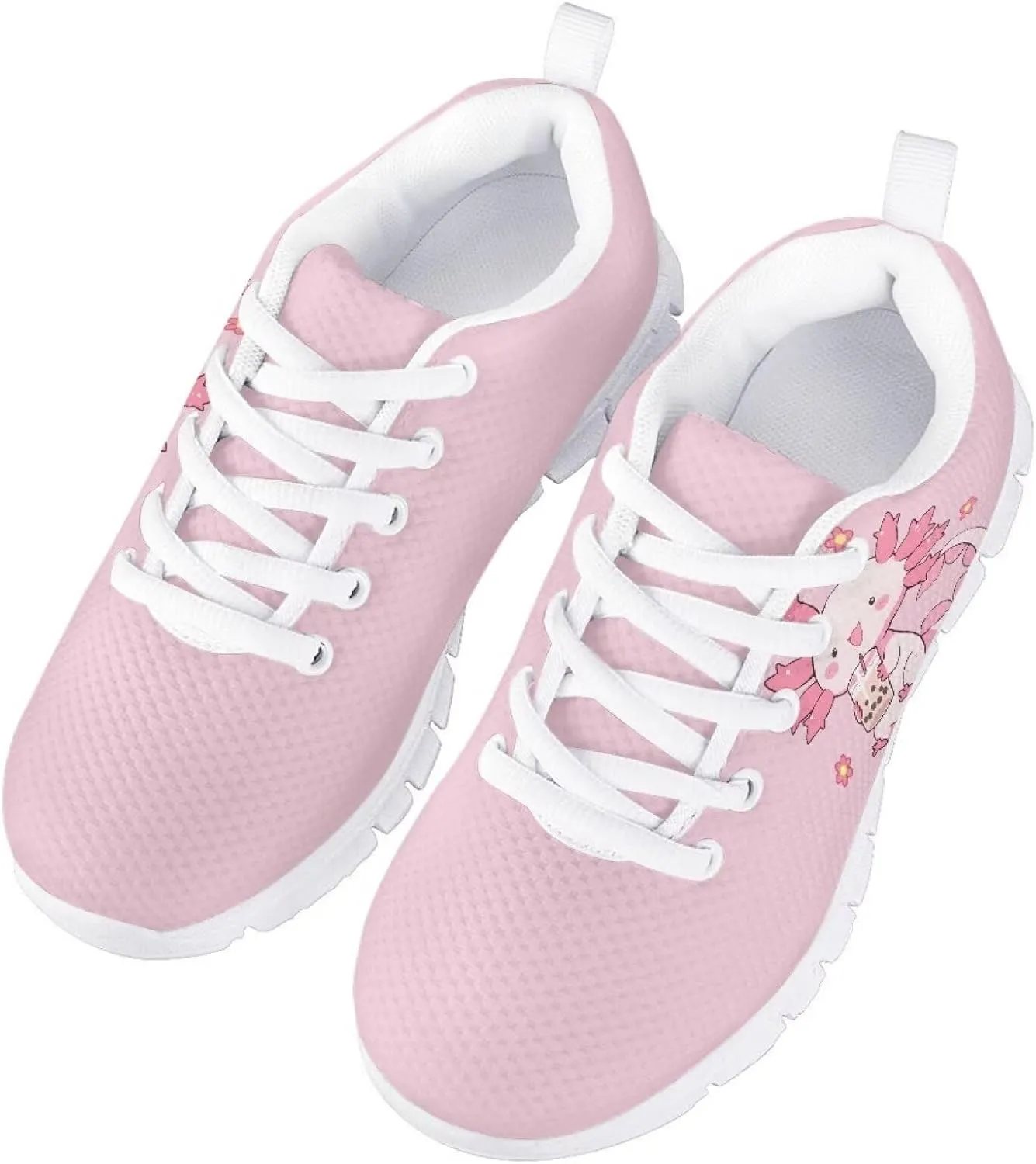 Kids Cute Shoes Little Grils Breathable Soft Running Shoes Axolotl/Cat Sneaker for Teen Girls Indoor Outdoor Sport Wear