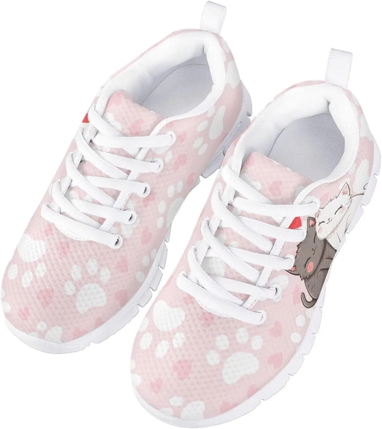 Kids Cute Shoes Little Grils Breathable Soft Running Shoes Axolotl/Cat Sneaker for Teen Girls Indoor Outdoor Sport Wear