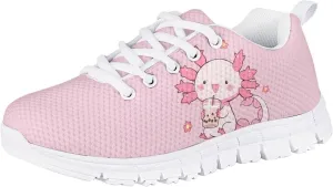 Kids Cute Shoes Little Grils Breathable Soft Running Shoes Axolotl/Cat Sneaker for Teen Girls Indoor Outdoor Sport Wear