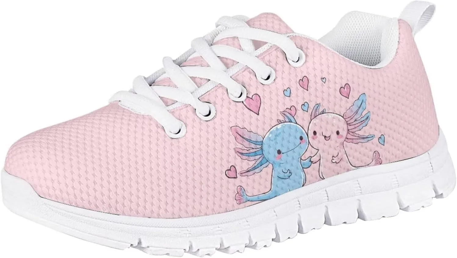 Kids Cute Shoes Little Grils Breathable Soft Running Shoes Axolotl/Cat Sneaker for Teen Girls Indoor Outdoor Sport Wear
