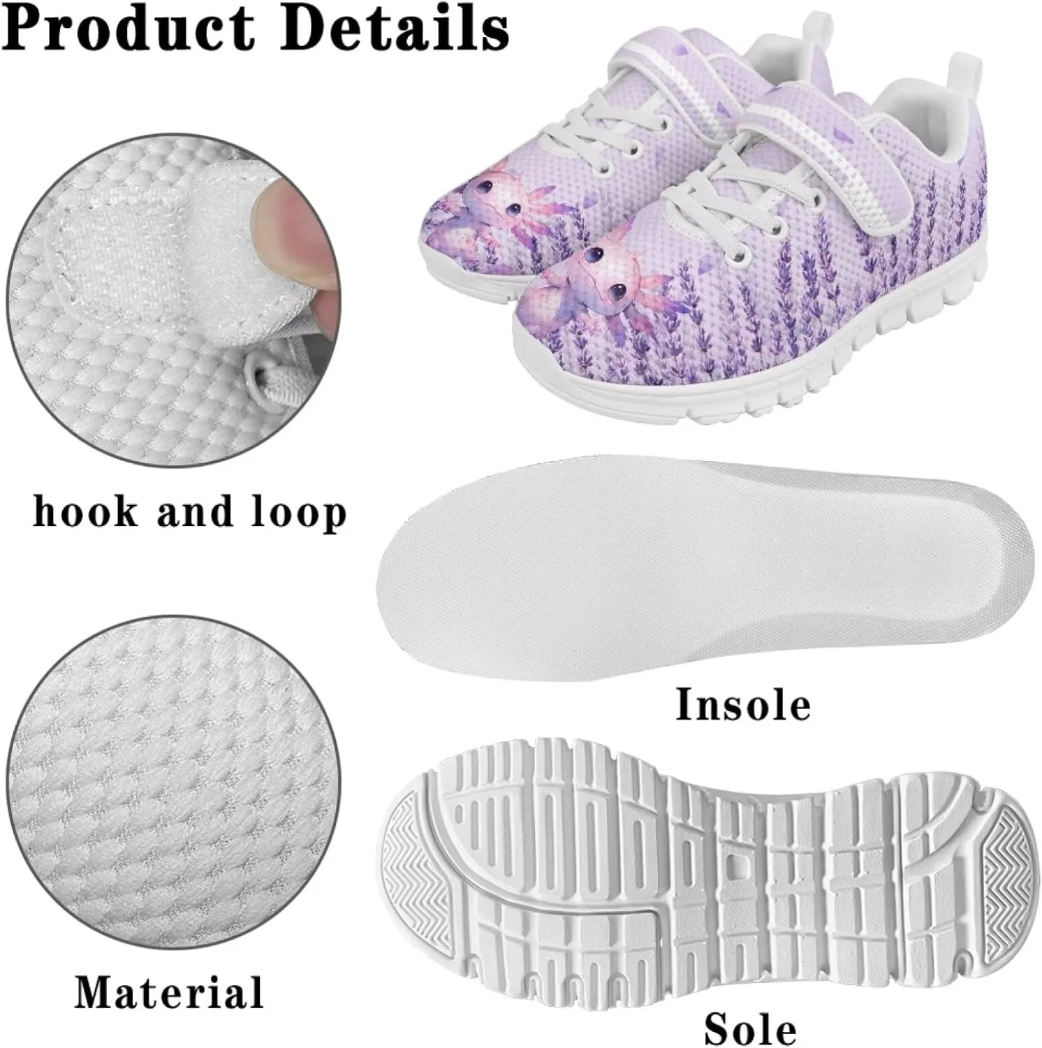 Kids Running Shoes Girls Slip on Sneakers Shoes Mesh Soft Tennis Shoes