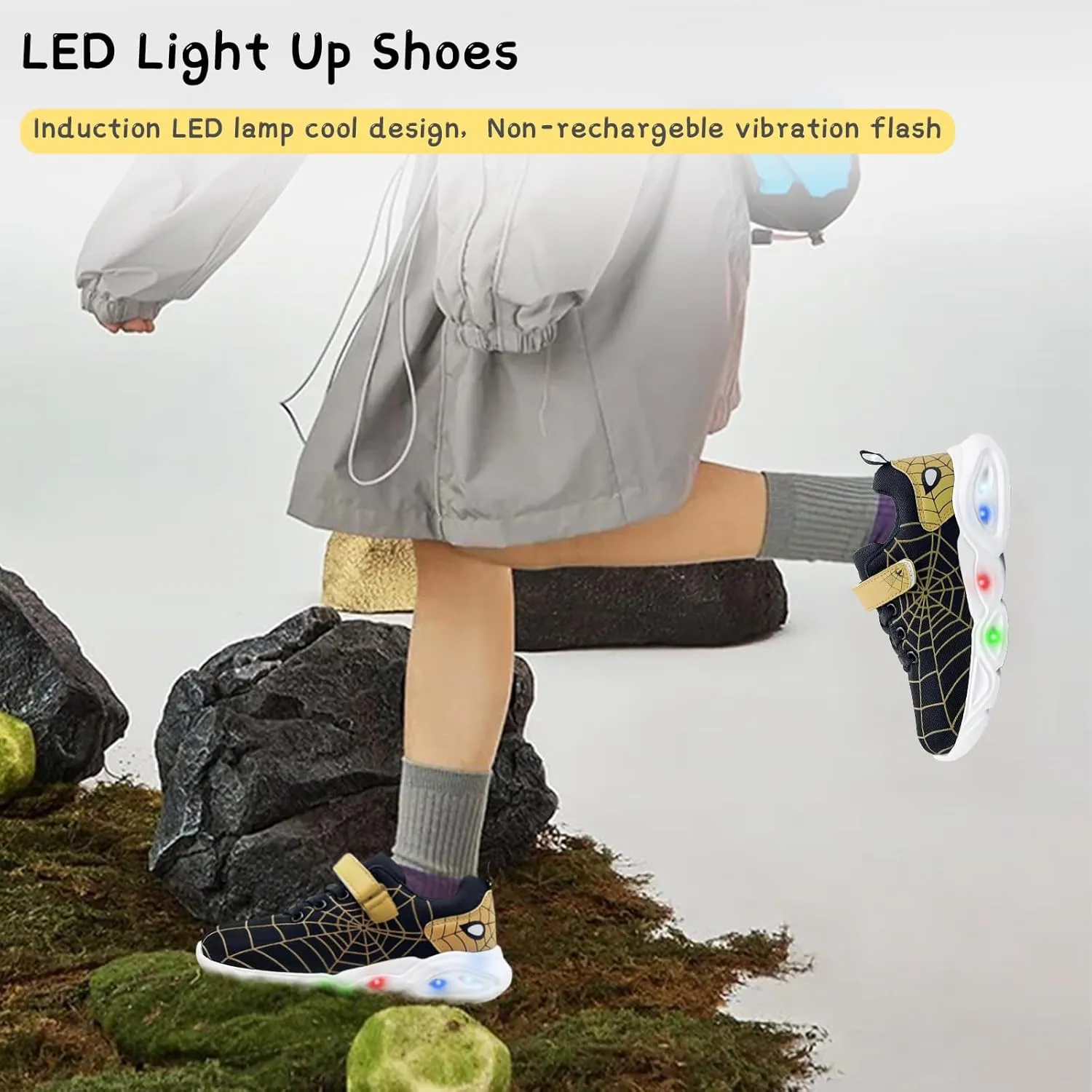 Kids Shoes Toddler Boys Girls Athletic Running Sports Sneakers Non-Slip Lightweight Sneakers Unisex Luminous Sneakers for Toddler/Little Kid