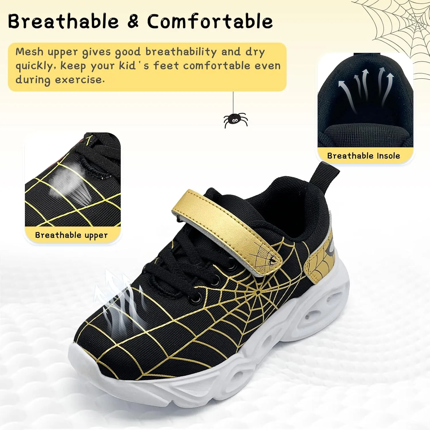 Kids Shoes Toddler Boys Girls Athletic Running Sports Sneakers Non-Slip Lightweight Sneakers Unisex Luminous Sneakers for Toddler/Little Kid